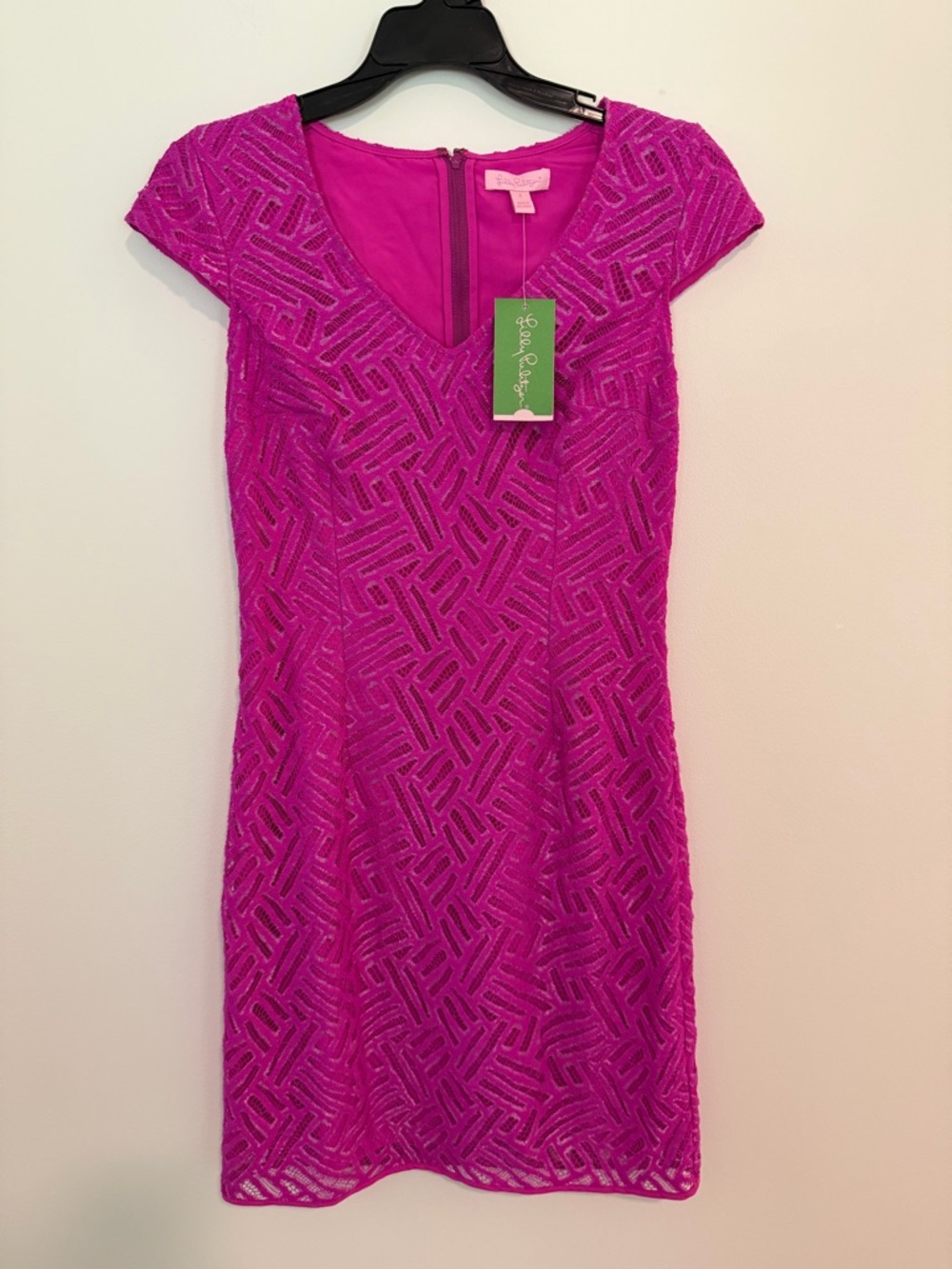 *NWT* Lilly Pulitzer Selassie Dress Bamboo Geo Lace Va Voom Purple Cap Sleeve